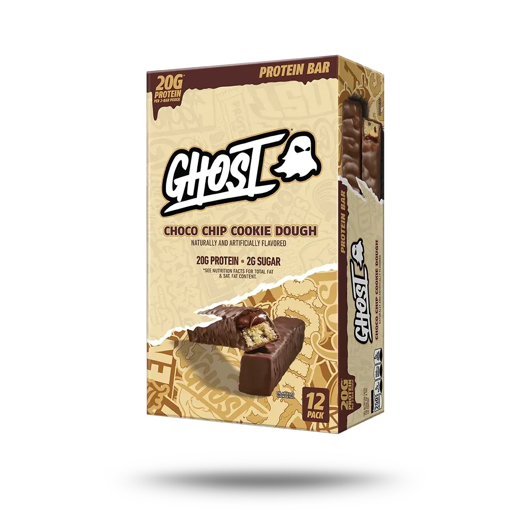 Ghost Protein Bars, Flavor: Chocolate Chip Cookie Dough, Size: Case of 12 Bars