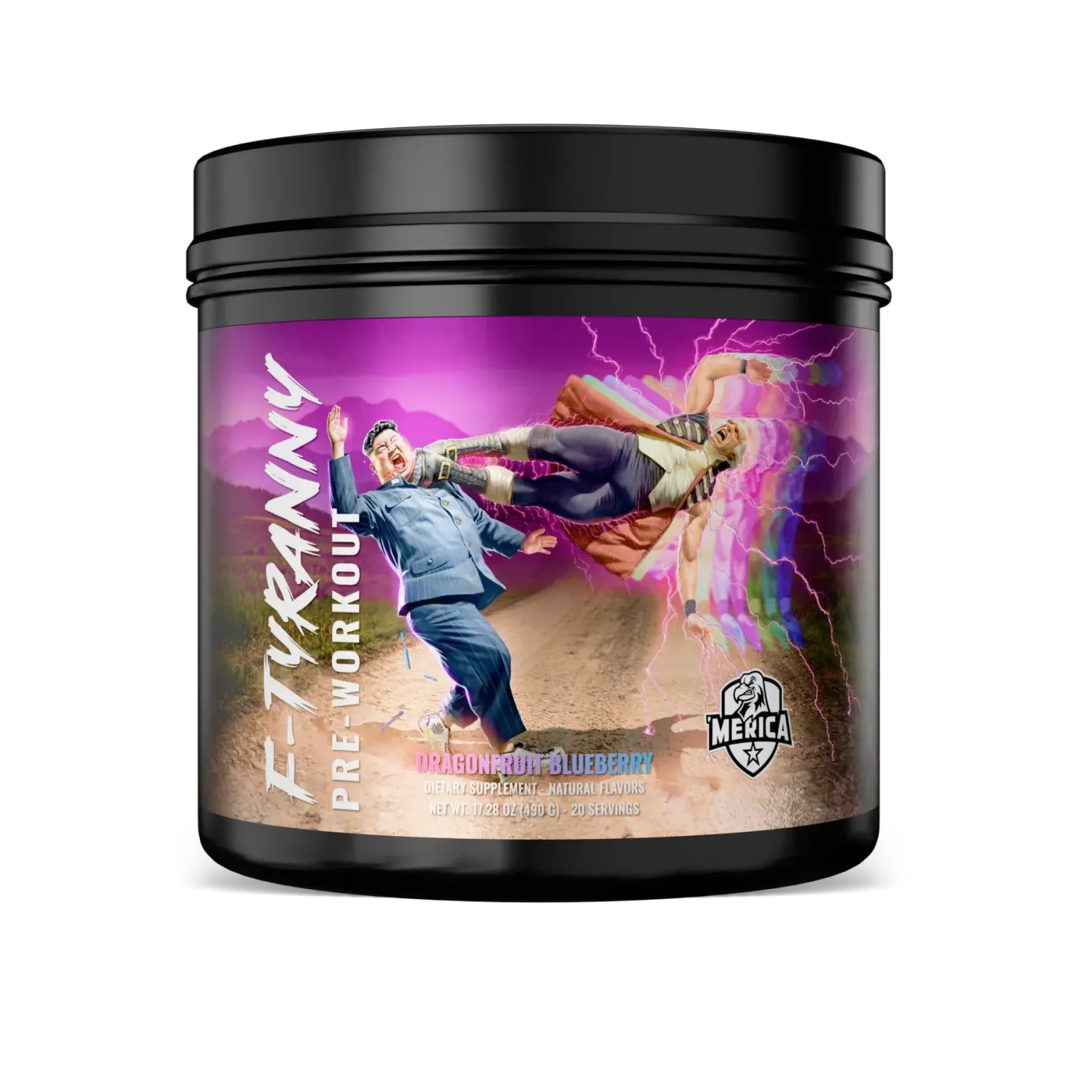 Merica Labz F-Tyranny Pre-Workout, Flavor: Dragonfruit Blueberry, Size: 20 Servings