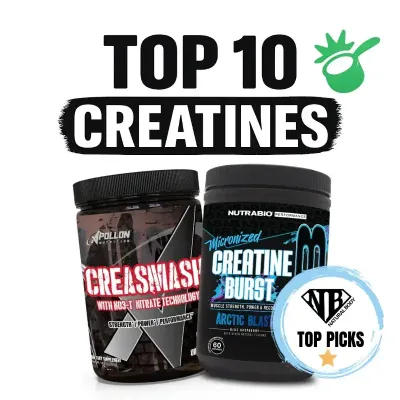 Top 10 Creatines graphic highlighting Natural Body’s best-selling products in the creatines supplement lineup.