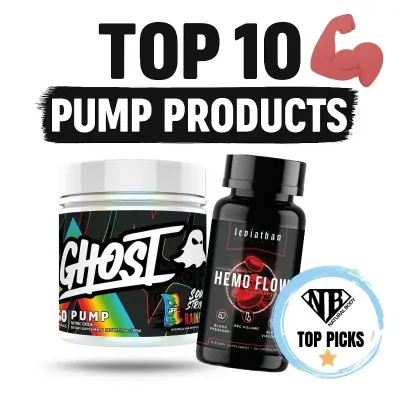Top 10 Pump Products graphic highlighting Natural Body’s best-selling products in the pump supplement lineup.