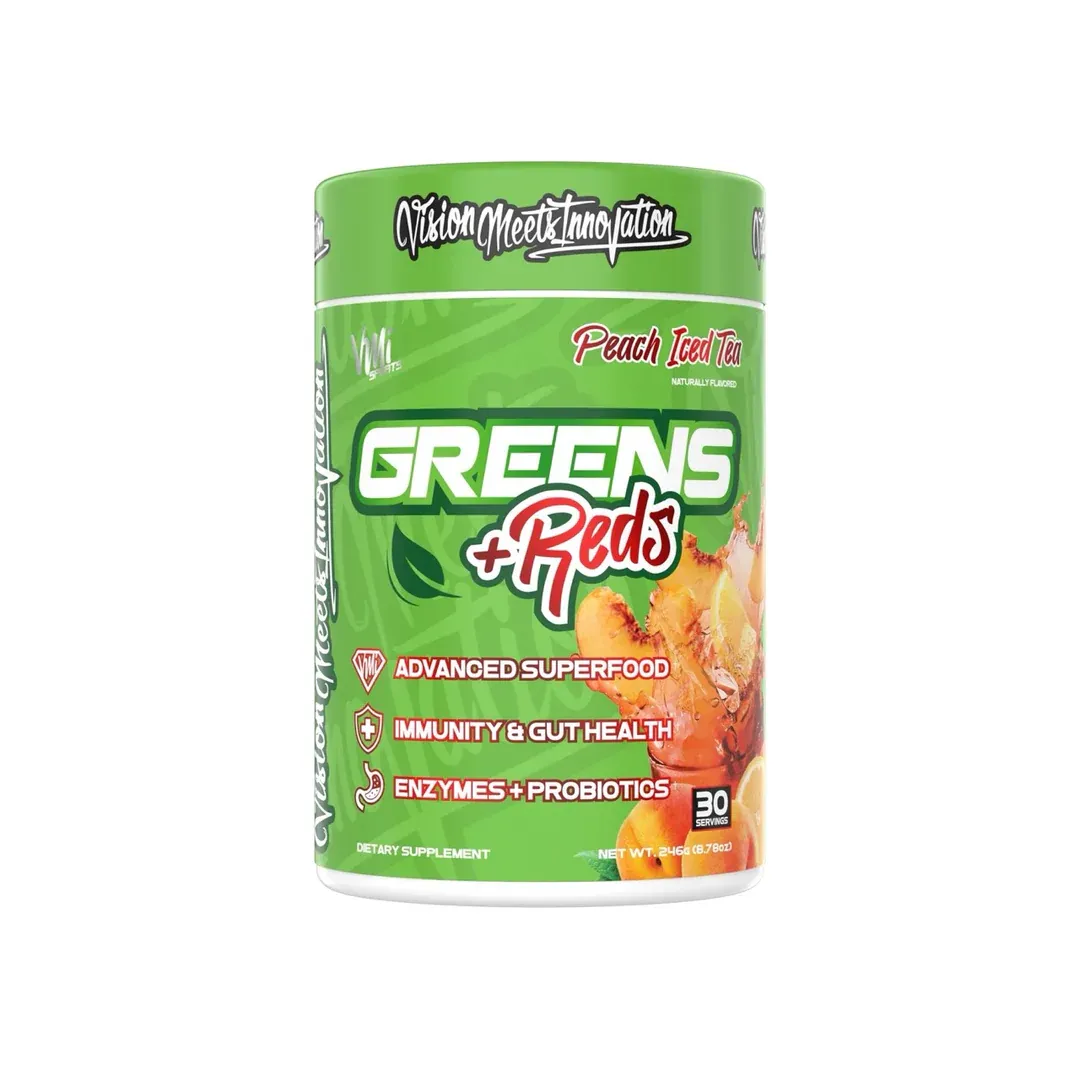 VMI Sports Greens + Reds, Flavor: Peach Iced Tea, Size: 30 Servings