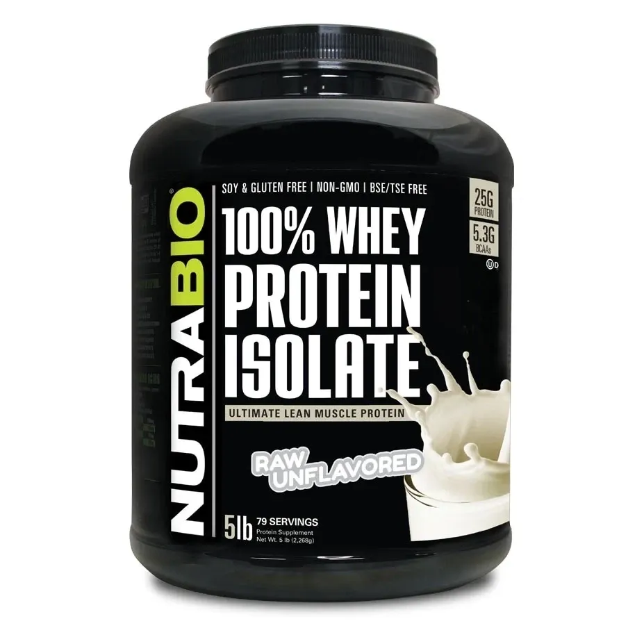 NutraBio Whey Protein Isolate 5 lb, Flavor: Raw Unflavored, Size: 5 lb