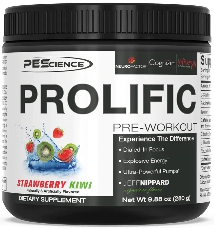 PEScience Prolific Pre-Workout, Flavor: Strawberry Kiwi, Size: 20 Servings
