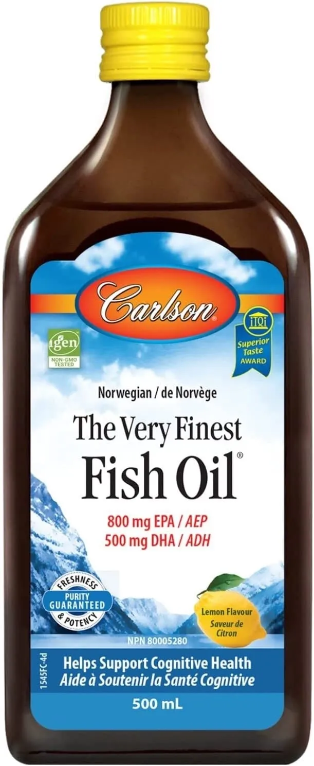 Carlson The Very Finest Fish Oil 500 ml, Flavor: Lemon, Size: 16.9 fl oz