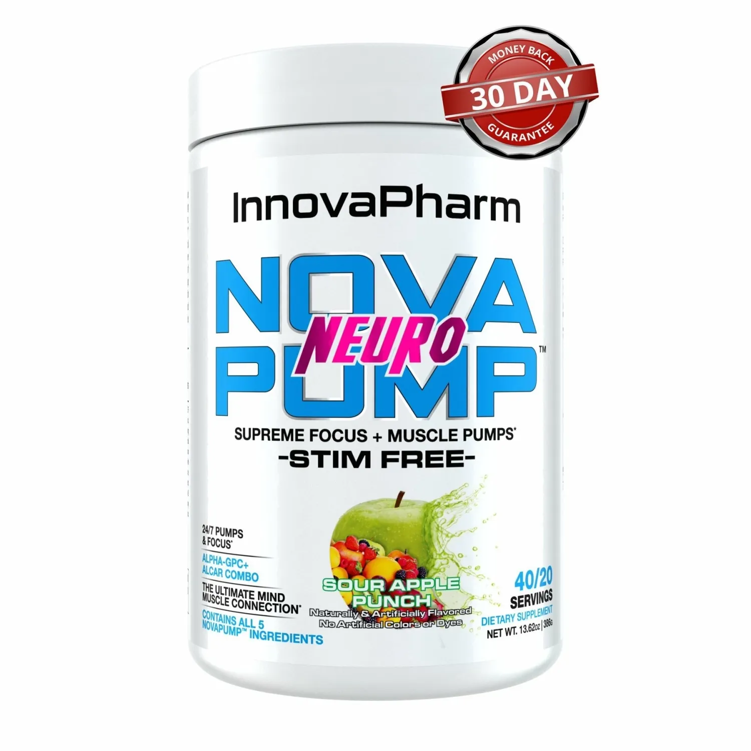 InnovaPharm NovaPump Neuro, Flavor: Sour Apple Punch, Size: 40/20 Servings