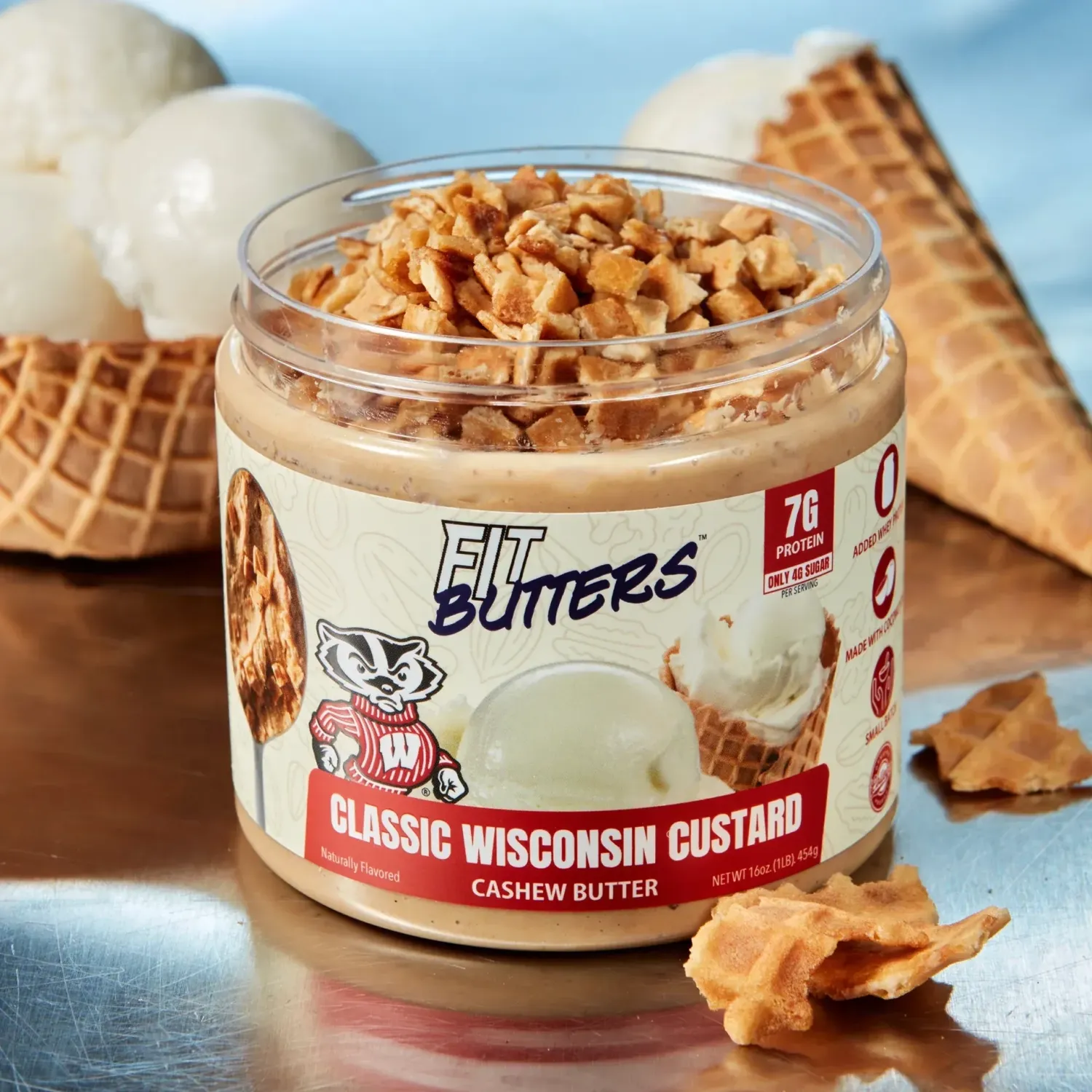 Fit Butters High-Protein Nut Butter Spreads, Flavor: Classic Wisconsin Custard  Cashew Butter, Size: 16 oz