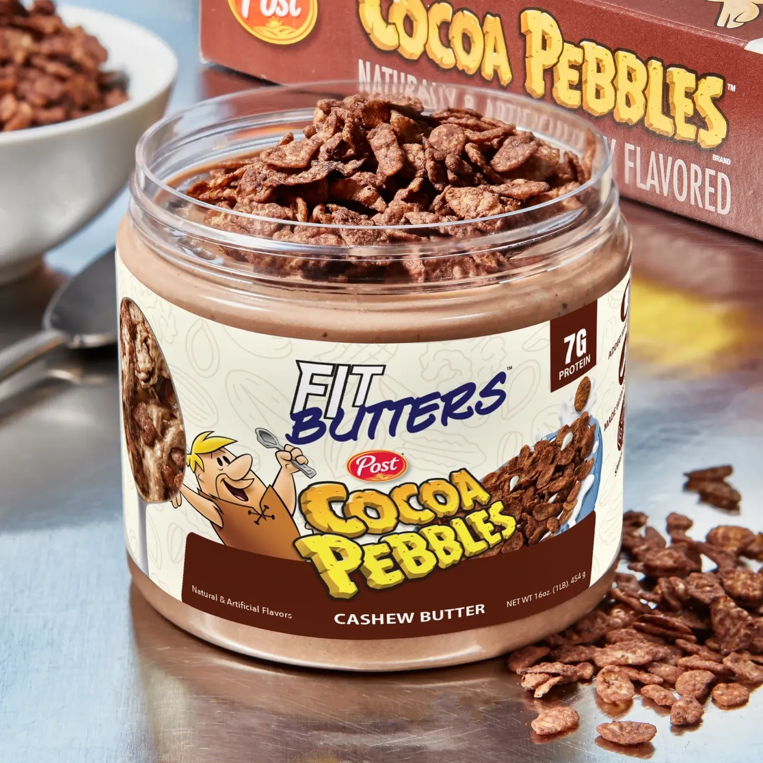 Fit Butters High-Protein Nut Butter Spreads, Flavor: Cocoa PEBBLES Cashew Butter, Size: 16 oz