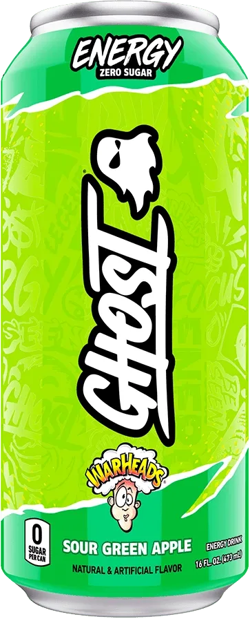 GHOST Energy Drink RTD, Flavor: Warheads Sour Green Apple, Notice: Limit 12 cans; overages refunded., Size: 16 fl oz