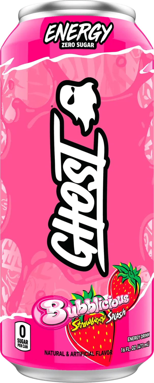 GHOST Energy Drink RTD, Flavor: Bubblicious Strawberry Splash, Notice: Limit 12 cans; overages refunded., Size: 16 fl oz