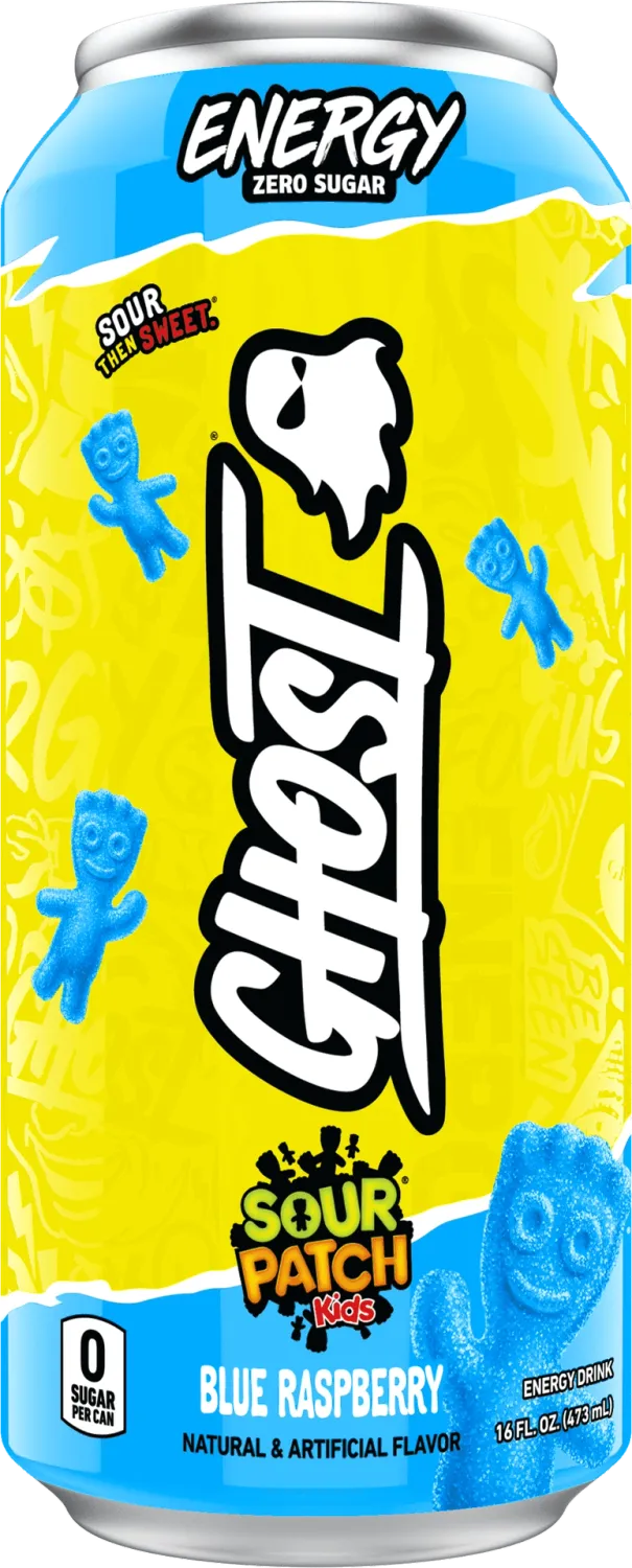 GHOST Energy Drink RTD, Flavor: Sour Patch Kids Blue Raspberry, Notice: Limit 12 cans; overages refunded., Size: 16 fl oz