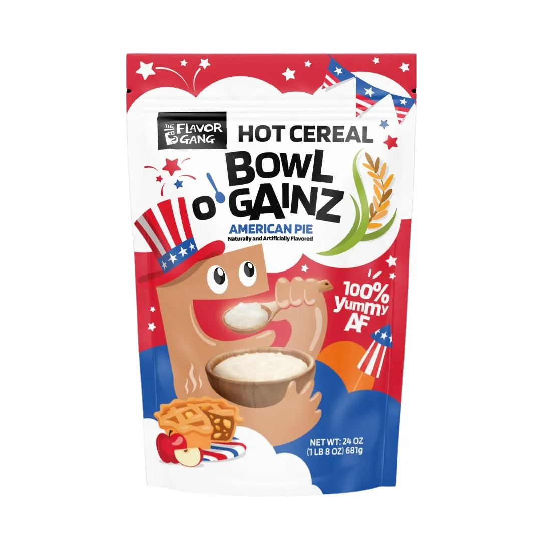 The Flavor Gang Hot Cereal Bowl O' Gainz, Flavor: American Pie, Size: 24 oz