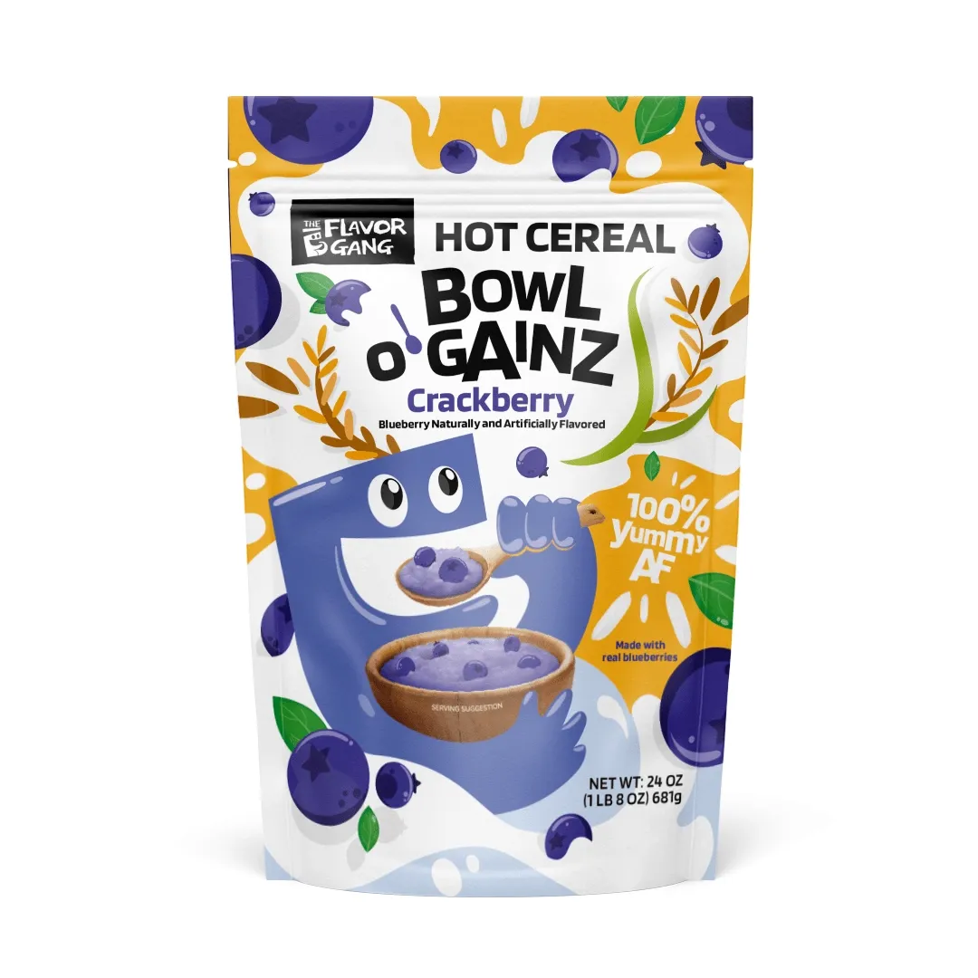 The Flavor Gang Hot Cereal Bowl O' Gainz, Flavor: Crackberry, Size: 24 oz