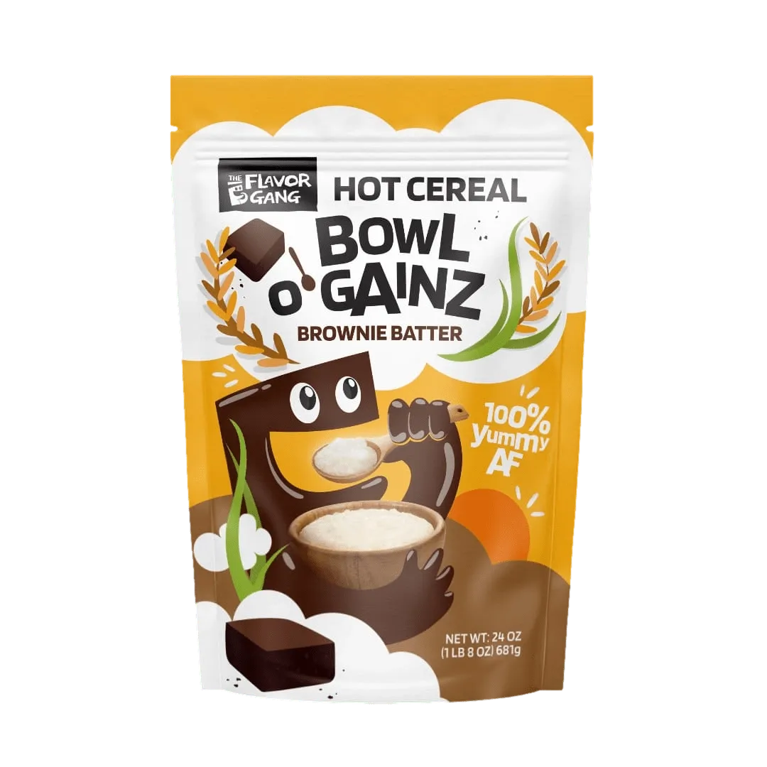 The Flavor Gang Hot Cereal Bowl O' Gainz, Flavor: Brownie Batter, Size: 24 oz