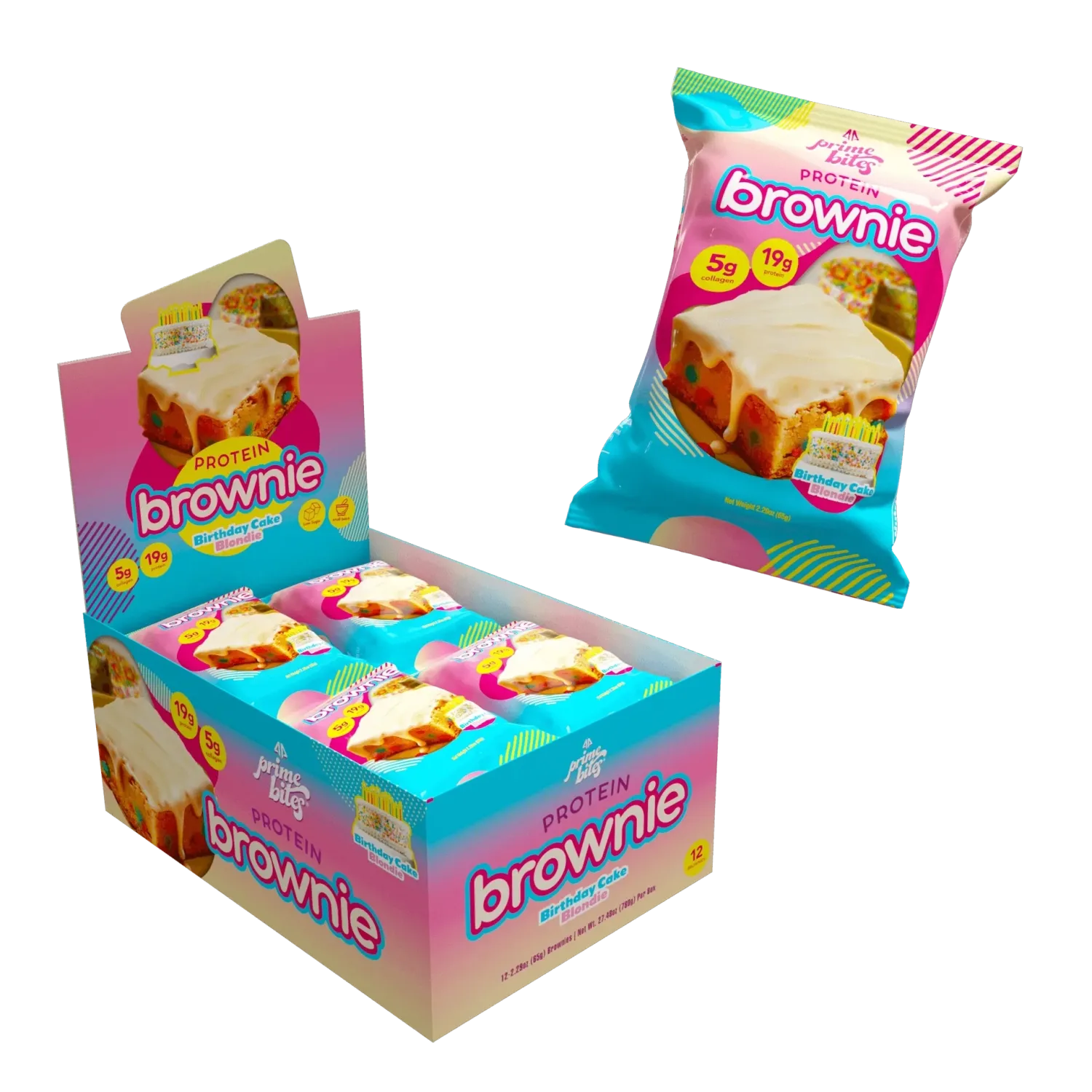 Alpha Prime Prime Bites Protein Brownies, Flavor: Glazed Birthday Cake Blondie, Size: 1 Brownie