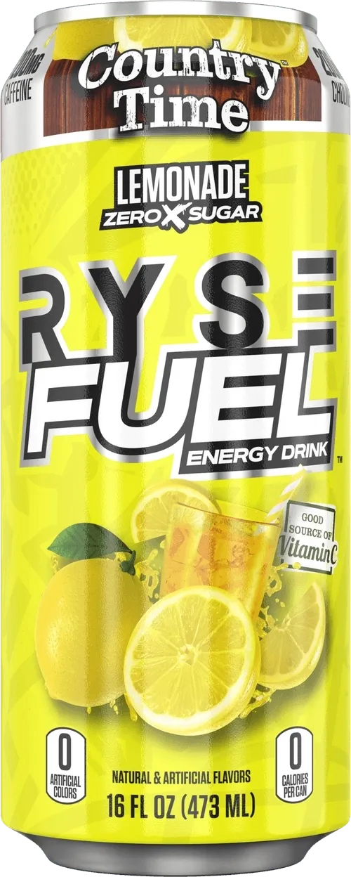 Ryse Fuel Energy Drinks, Flavor: Country Time Lemonade, Notice: Limit 12 cans; overages refunded., Size: 1 Can (16 fl oz)