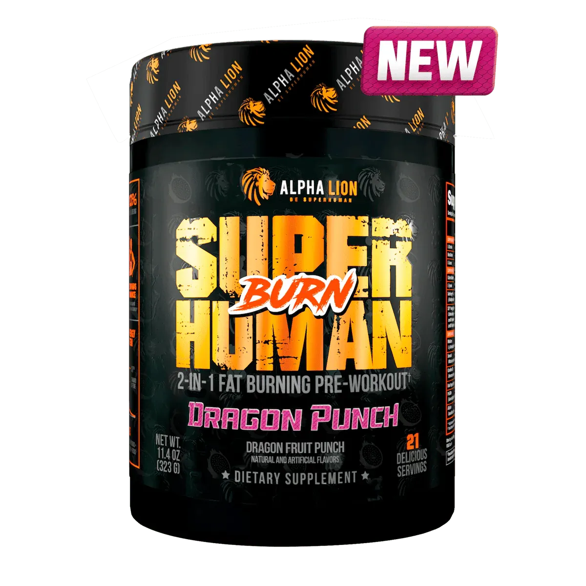 Alpha Lion SuperHuman Burn V2, Flavor: Dragon Punch, Size: 21 Servings