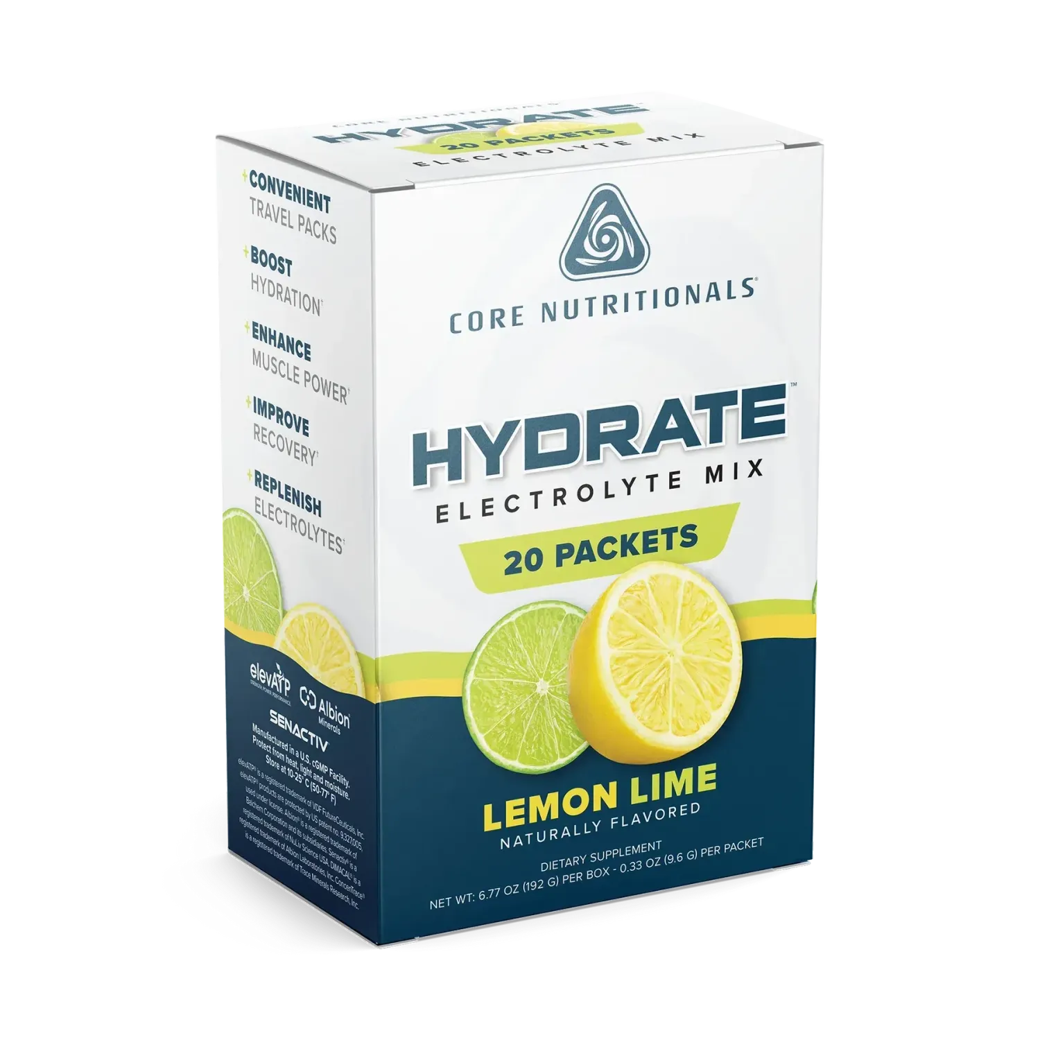 Core Nutritionals Hydrate, Flavor: Lemon Lime, Size: 1 Individual Serving Pack