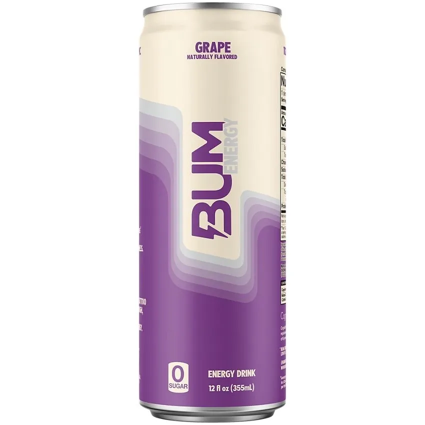 Bum Energy RTD, Flavor: Grape, Notice: Limit 12 cans; overages refunded., Size: 1 Can (12 fl oz)