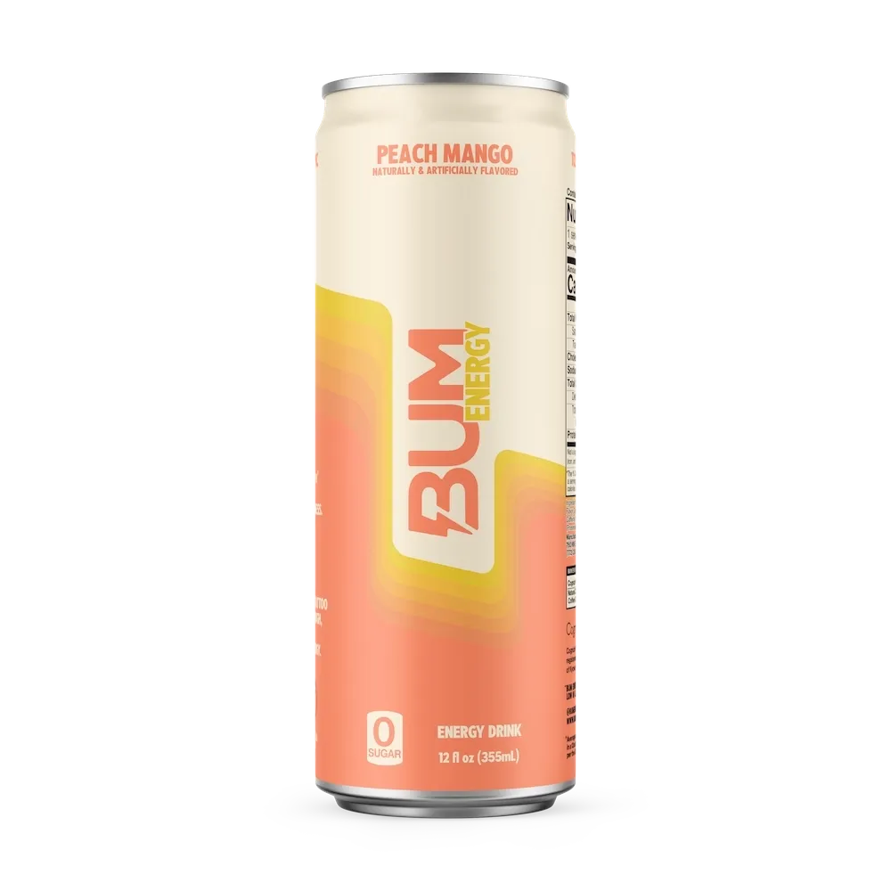 Bum Energy RTD, Flavor: Peach Mango, Notice: Limit 12 cans; overages refunded., Size: 1 Can (12 fl oz)