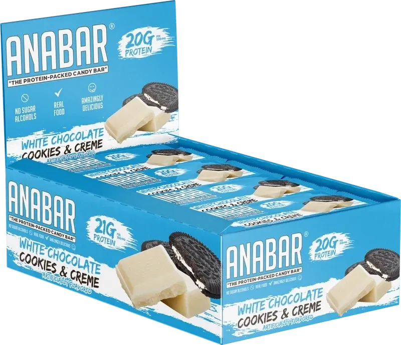 Anabar Whole Food Performance Bar, Flavor: White Chocolate Cookies &amp; Creme, Size: 12 Bars