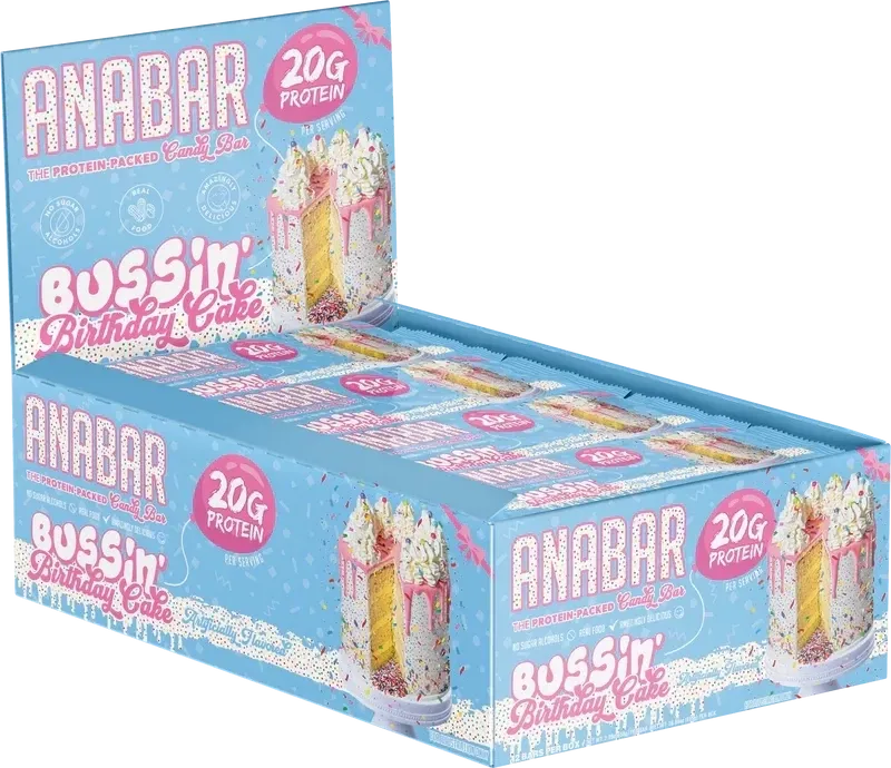 Anabar Whole Food Performance Bar, Flavor: Bussin' Birthday Cake, Size: 12 Bars
