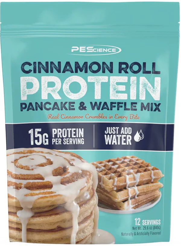 PEScience Pancake &amp; Waffle Mix, Flavor: Cinnamon Roll, Size: 12 Servings