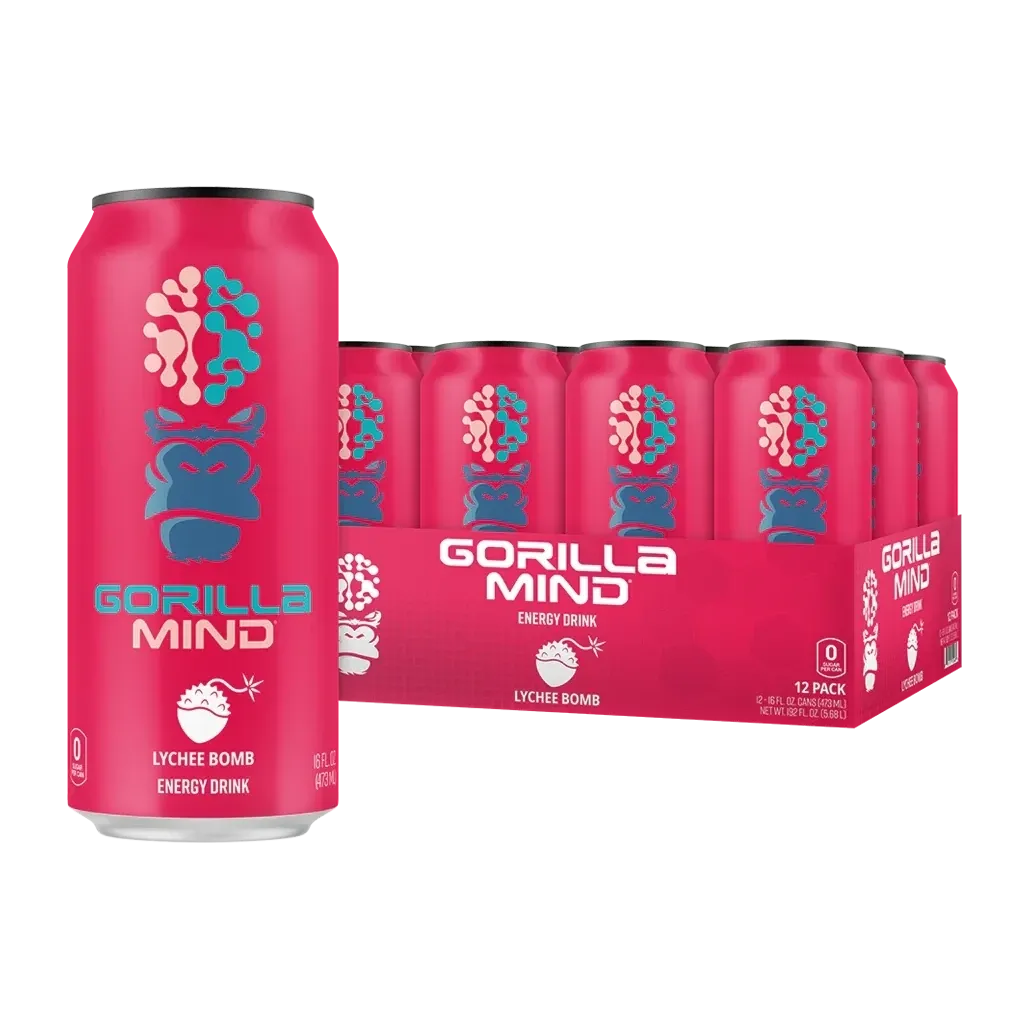 Gorilla Mind Gorilla Mode Energy Drink, Flavor: Lychee Bomb, Notice: Limit 12 cans; overages refunded., Size: 1 Can (16 fl oz)