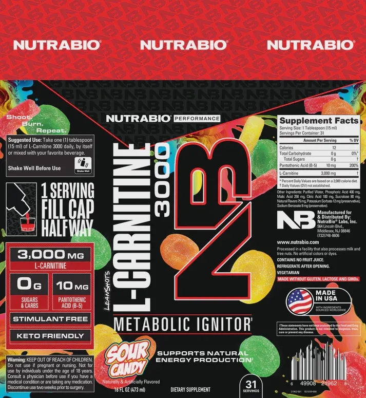 nutrabio l carnitine 3000 LeanShots Liquid L-Carnitine Shot (3000mg) main image 1
