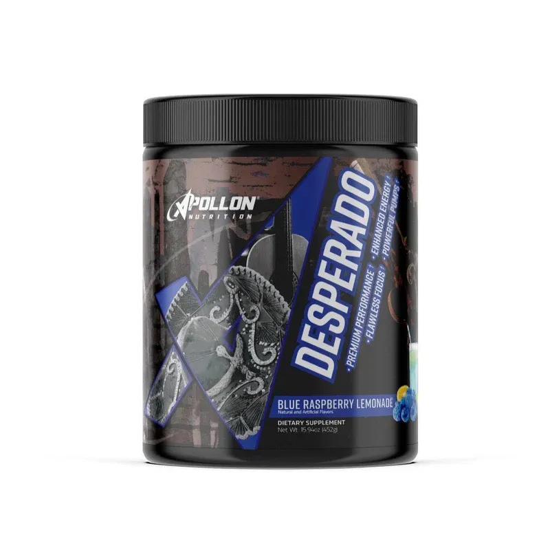 Apollon Nutrition Desperado Pre-Workout, Flavor: Blue Raspberry Lemonade [best by 04/26], Size: 40/20 Servings