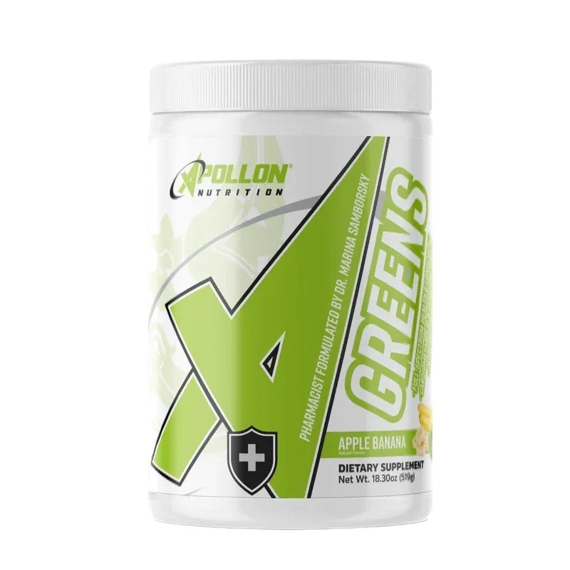 Apollon Nutrition Greens, Flavor: Apple Banana [best by 06/26], Size: 30 Servings