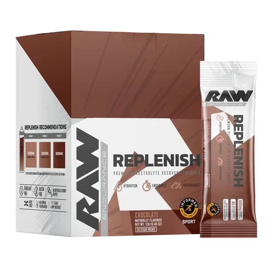 Raw Nutrition Replenish Electrolytes, Flavor: Chocolate, Size: 20 Stick Packs