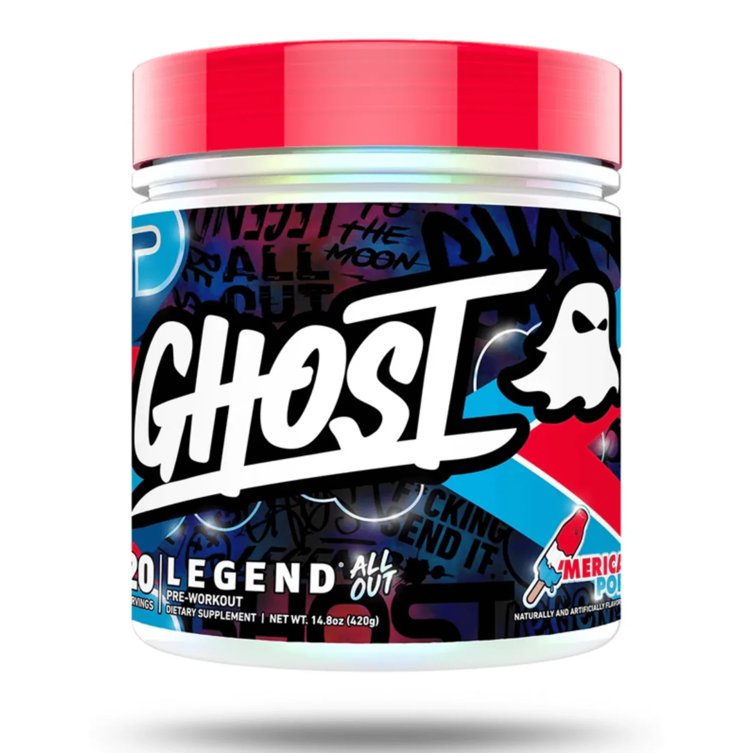 Ghost Legend All Out V2, Flavor: Merica Pop, Size: 20 Servings