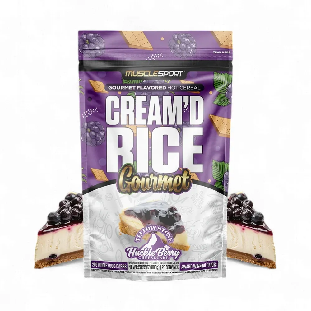Musclesport Cream'd Rice Gourmet Hot Rice Cereal, Flavor: Huckleberry Cheesecake, Size: 25 Servings