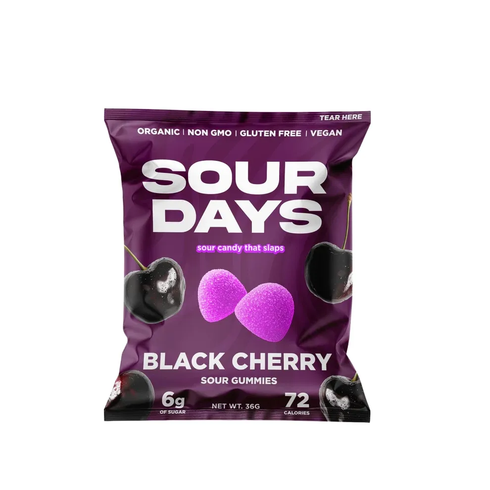 Sour Days Sour Gummies, Flavor: Black Cherry, Size: 1 Bag