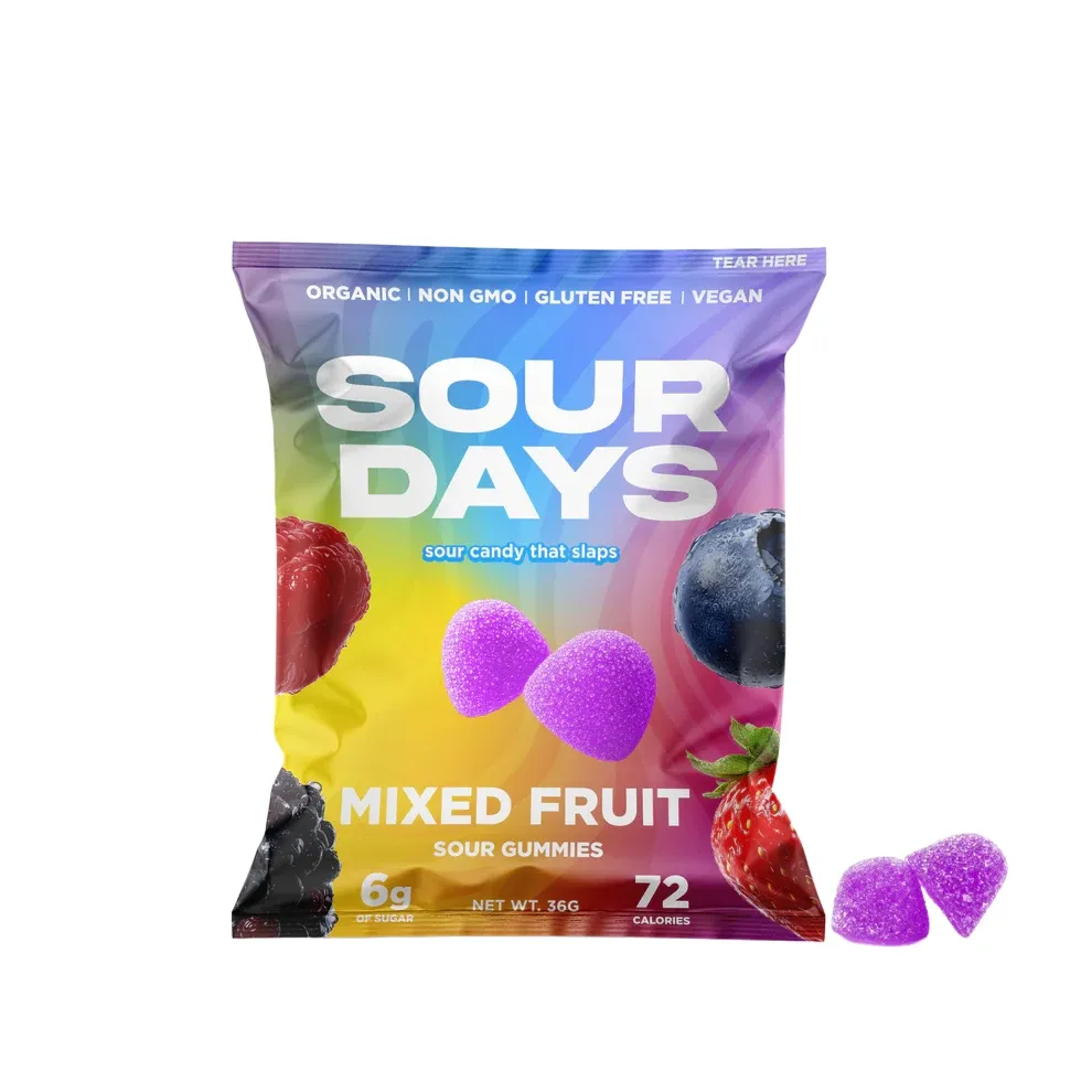 Sour Days Sour Gummies, Flavor: Mixed Fruit, Size: 1 Bag