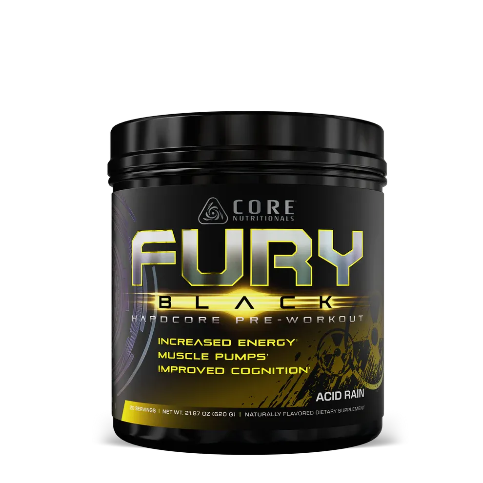 Core Nutritionals Fury Black Pre-Workout, Flavor: Acid Rain, Size: 20 Servings