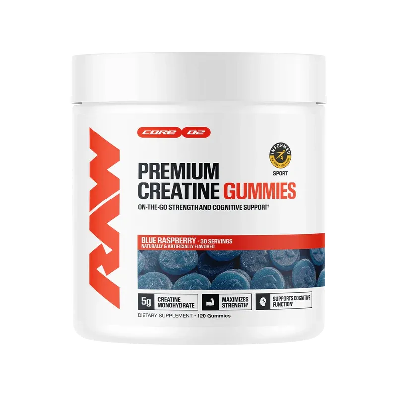 Raw Nutrition Creatine Gummies, Flavor: Blue Raspberry, Size: 30 Servings