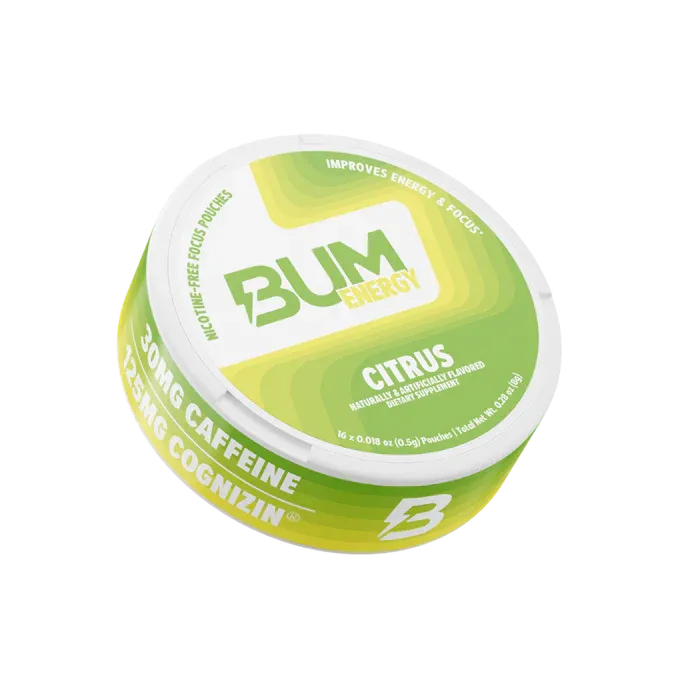 Bum Energy Pouches, Flavor: Citrus, Size: 1 Pack (16 Pouches per pack)