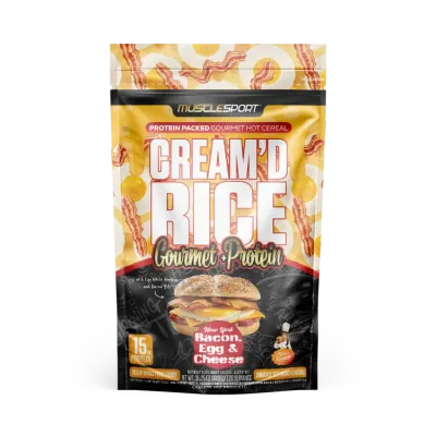 MuscleSport Cream'd Rice Gourmet + Protein MuscleSport Cream'd Rice Gourmet + Protein, Protein Packed Gourmet Hot Cereal, New York Bacon, Egg & Cheese flavor, 15g protein.