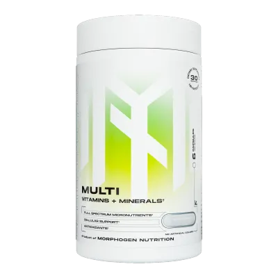 Morphogen Nutrition Multi Morphogen Nutrition Multi, Full-Spectrum Vitamins & Minerals, white and green container, 30 servings, vitamins and minerals supplement.