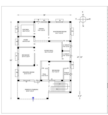 2 BHK Modern House Plan 27x52 Northfacing 1275 SQFT Vastu Compliant