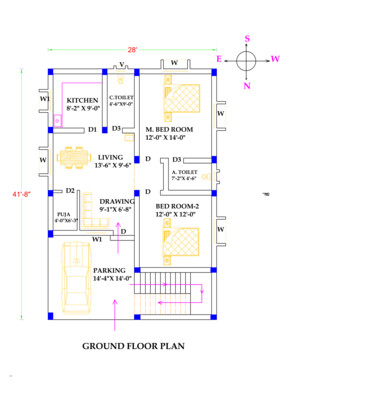2 BHK Modern House Plan 28x41.8 Northfacing SQFT 1285 Vastu Compliant