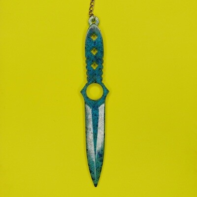 Blue Acrylic w/ Blue Flakes Letter Opener / Self-Defense Keychain