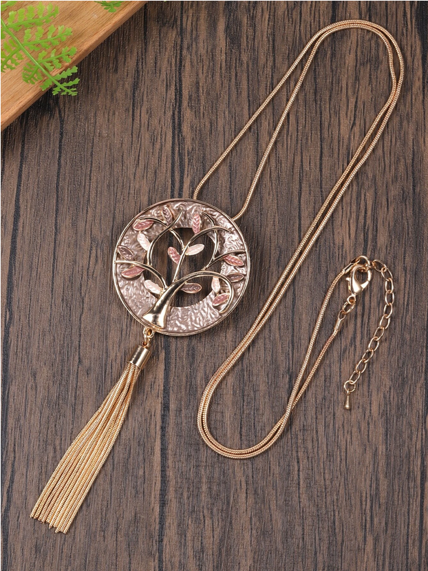 Tree Round Charm Necklace