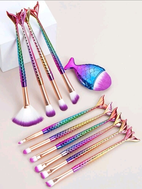 Mermaid Makeup Brush Set - 11 Pieces