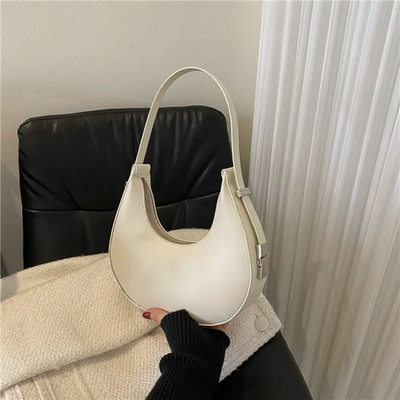 Faux Leather Crescent Moon Shoulder Bag