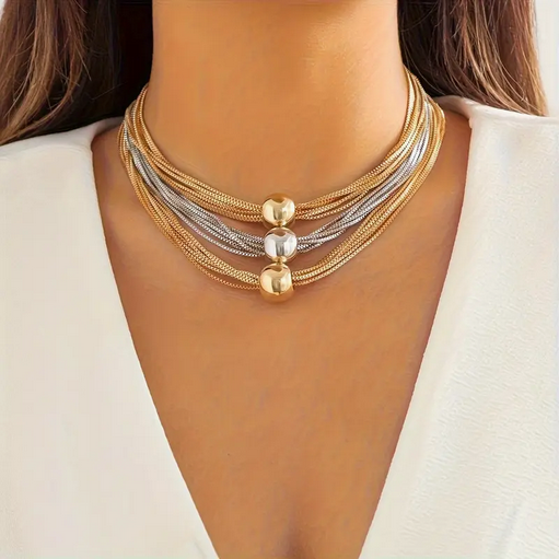 Spherical Pendant Necklace With Box Chain Layers