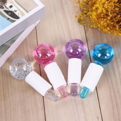 2 Cooling Glass / Stainless Steel Facial Globe Roller
