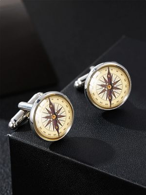 1 Pair Fashionable Compass Pattern Cufflinks