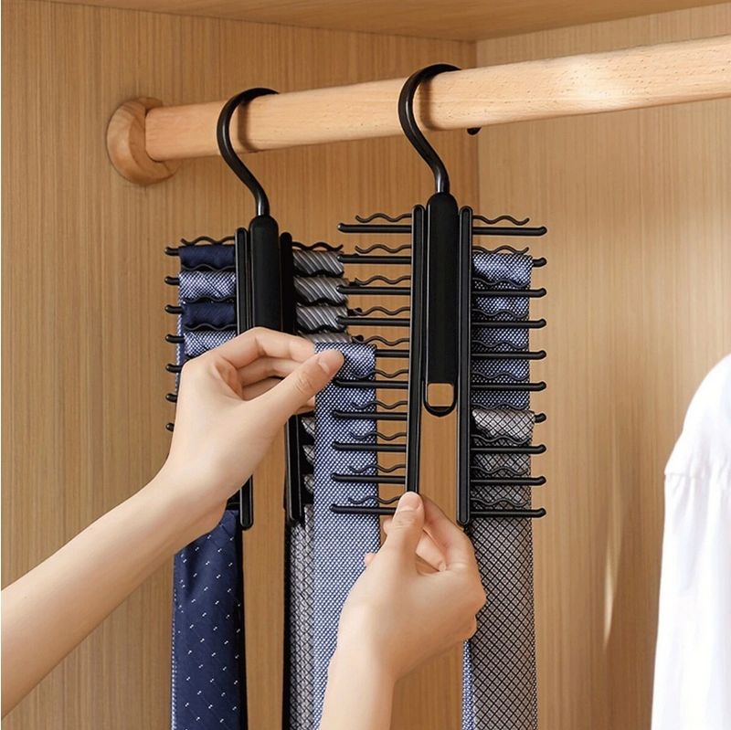 Rotating 20-Tie Storage Rack